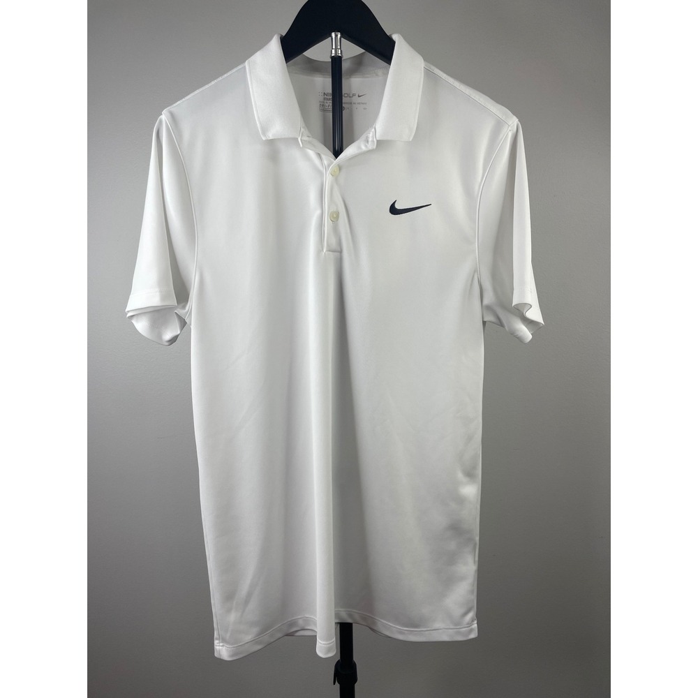 Nike Golf Mens Dri-FIT Standard Fit Polo Shirt White Short Sleeve 749332-100 S